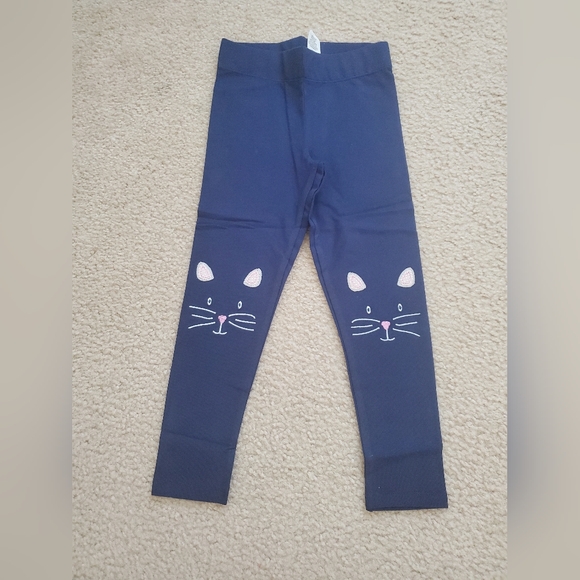 Mini Boden Navy Leggings with Embroidered Cat Faces Kids 4-5 - Picture 1 of 5